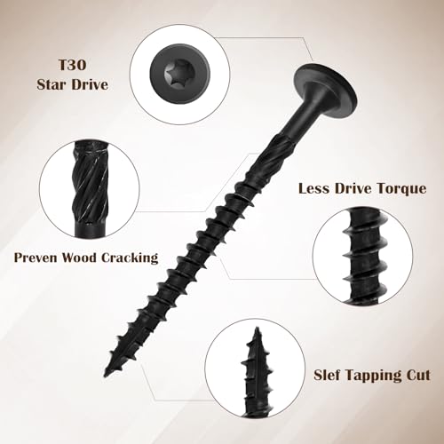 Black Deck Screws 50Pcs 8 inch - color: Black, size: #14×8"