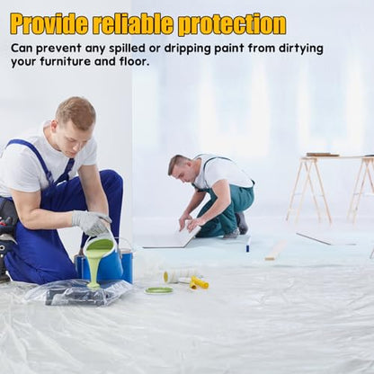8 Pack Extra Large Plastic Drop Cloths for Painting Disposable Plastic Cover
