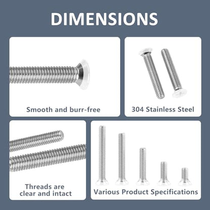 QISHENG 100 PCS White Head #6-32X1 Stainless Steel Phillips Flat Head Machine Screws,DIY,Repair,Install Furniture and Electrical Appliances Screws,Stainless Steel 18-8 A2(304) Screw - color: White, size: #6-32X1"