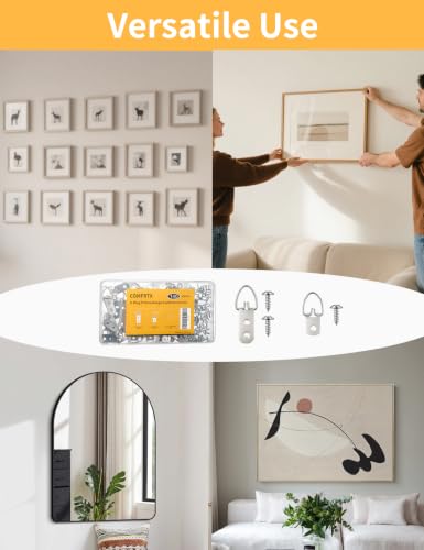 (2 Sizes, 140PCS) D-Ring Picture Hangers with Screws Kit,Heavy Duty - color: Silver