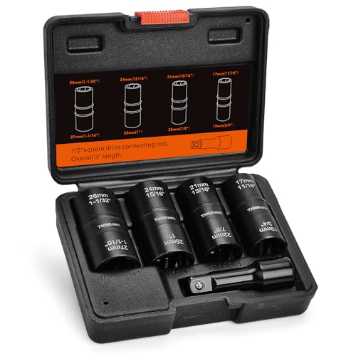 5-Piece Lug Nut Removal Tool, 1/2 Inch Drive Lug Nut Extractor Set - size: W6227-5-PCS