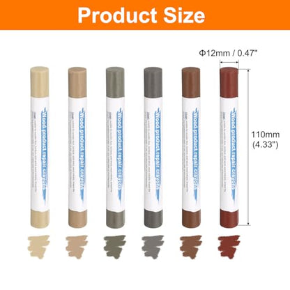 HARFINGTON Wood Filler Sticks 6 Colors Wooden Wax Touch Up Furniture Repair Crayons for Golden Walnut, Inked Lead, Wood, Elegant Sour Branch, Dark Cloth 2, Solid Cherry - color: Golden Series