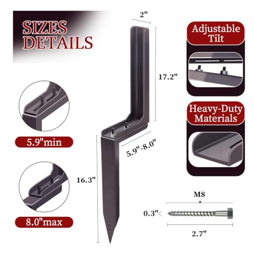Fence Post Repair Kit Heavy Duty Adjustable Brace for Leaning Wood Posts - color: 1 Pack/Redbrown