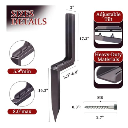 Fence Post Repair Kit Heavy Duty Adjustable Brace for Leaning Wood Posts - color: 1 Pack/Redbrown