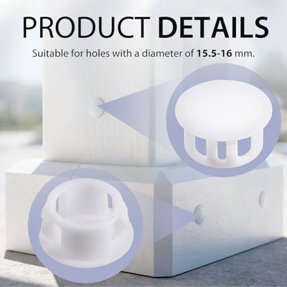 Novabright 100 Pcs 5/8" Plastic Plugs for Patio Cover Fence Deck, White