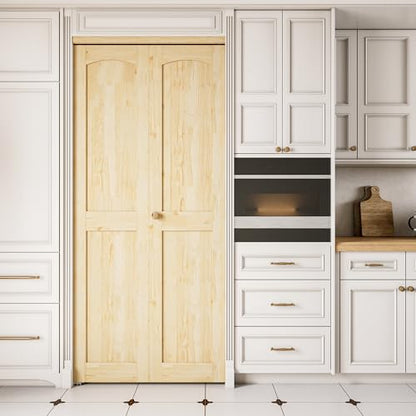 Bifold Doors for 24"x80" Opening, Solid Pine Wood Interior Folding Doors - size: 35.45" x 77.75" (fit 36*80.5-80.75 opening)
