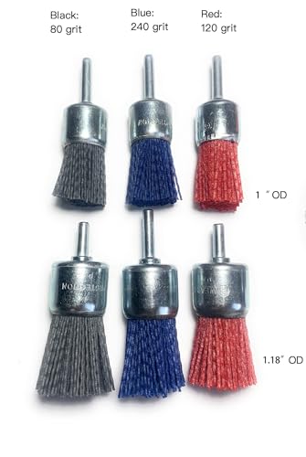 Signi 12 Pack Nylon Bristle Filament Abrasive Brush Drill Wheel and Cup Brush Set with 1/4 Inch Shank, Surface prep Remove Rust/Corrosion/Paint (3" Wheel, Straight Shank) - style: 3" wheel
