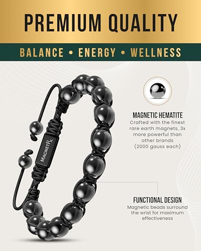 MagnetRX® Hematite Beaded Magnetic Bracelets (Bali 8mm) - color: Bali 8mm Bead