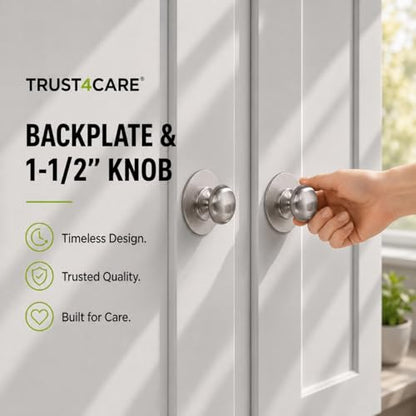 trust4care 2-Pack 2.3" Brushed Nickel Backplates of Bifold Closet Door Knob - color: Brushed Nickel, size: Set of 2