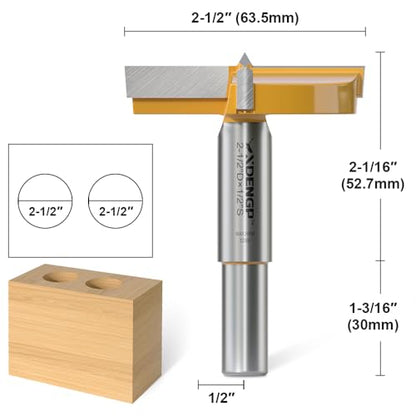 Forstner Bit 1/2 inch Shank, 2-1/2 inch Cutting Diameter, Forstner Drill Bit for Woodworking, Drilling Hole Saw Set, Auger Opener, Hinge Hole Cutter for Plastic, Plywood Products - size: 2-1/2"Diameter,1/2"Shank
