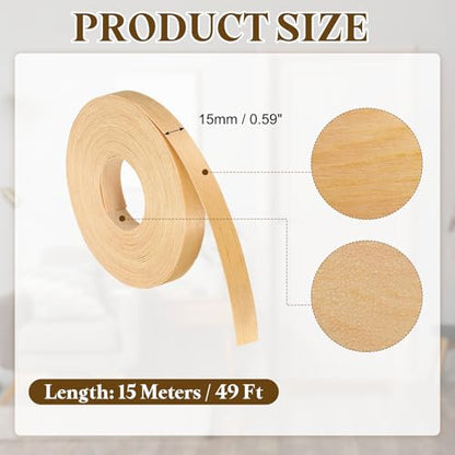 uxcell 5/8 Inch x 49ft Wood Veneer Edge Banding, Pre-Glued Flexible Pine Edging Strips, Iron on with Hot Melt Adhesive Wood Tape for Cabinet Repair and Furniture Restoration - size: 5/8 Inch x 49ft