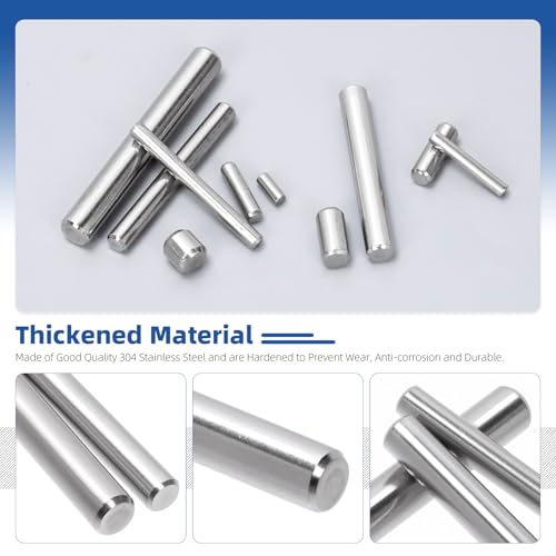 Glarks 100pcs M6 Solid Dowel Pins Kit, 11 Sizes Stainless Steel Cylindrical Shelf Support Peg Pin Rod Fastener, Parallel Dowel Pin Fastener for Machinery Manufacturing, Furniture Installation - size: 100pcs M6