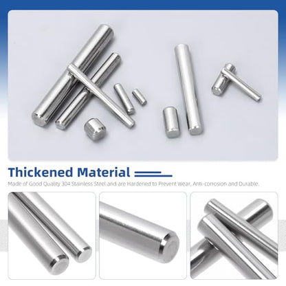 Glarks 300pcs M1 M1.5 Solid Dowel Pins Kit, 15 Sizes Stainless Steel Cylindrical Shelf Support Peg Pin Rod Fastener, Parallel Dowel Pin Fastener for Machinery Manufacturing, Furniture Installation - size: 300pcs M1/M1.5