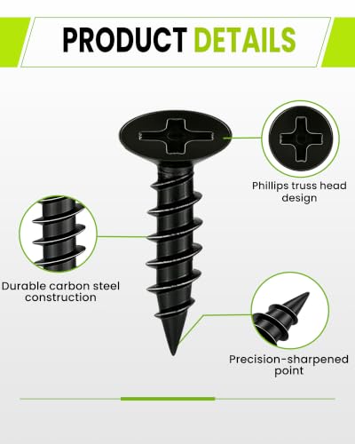 100pcs #4 X 3/8" Wood Screw,Black Wood Screws,Flat Head Screw,Small Screw, - color: M3, size: #4 X 3/8" 100Pcs