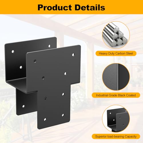4x4 1PCS Post Cap Tie Rod Brackets,Heavy Duty Beam Tie Rod Brackets - size: 4"x4" 1pcs