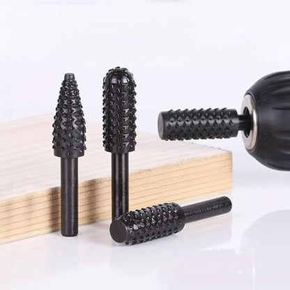 5 Piece Wood Carving Burr Set for Drill, Rotary Rasp Bit Set for Wood, Woodworking Shaping Grinding Tool, Rotary File Set for Wood Carving, Drill Attachment Wood Carving Bits