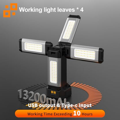 Upgraded Aluminum13200mAh Rechargeable Work Light with Folding Stand and Carrying Bag, 8000 Lumen Stepless Dimmable, White/Warm/Nature White with Detachable Tripod (No Tripod) - color: No Tripod
