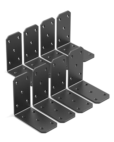 Heavy Duty L Brackets 5"x5"x2.5", 300LB, Black 8 Pack - color: Black-8PCS
