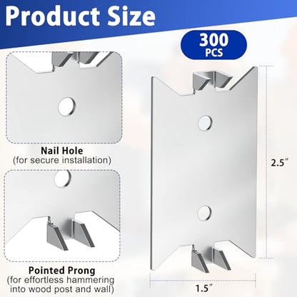 300 Pcs Nail Plates, 1.5 x 2.5 Inch Nail Plates for Wood Studs, Nail Plates Electrical for Protection Plumbing Wiring - size: (300 pcs)1.5x2.5Inch