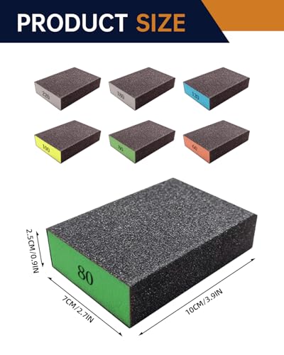 12Pcs Sanding Block Sponge Set, Reusable Sandpaper for Wood & Drywall - color: Green