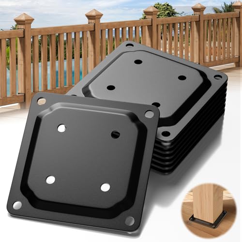 8 Pack 4x4 Post Connector, Deck Base Plate for Wood Posts - color: Black - 8 Pcs