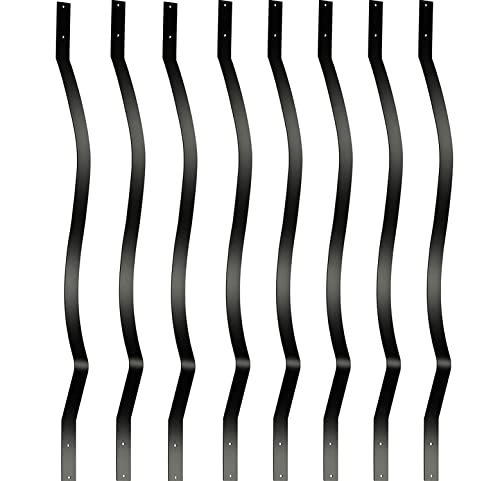 Akenow 61 Pack 32.25 x1 Metal Deck Spindles, Deck Balusters with Screws,Iron Balusters for Deck Railing, Porch Railing, Wave Arc Baluster for Wood Composite Deck - size: 32.25Inch