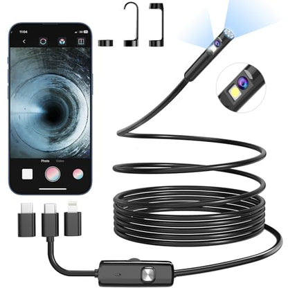 BlueFire 11.5FT Endoscope Borescope, 8+1 LED Semi-Rigid Snake Camera - size: 11.5 FT