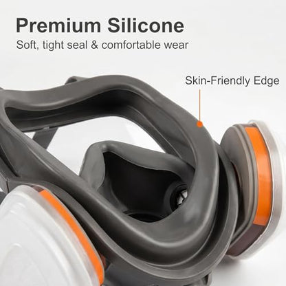 Full Face Respirator Mask with Filters, Gas Masks for Adult, Applicable to Dust, Paint, Chemicals, Gas, Epoxy Resin, DIY etc