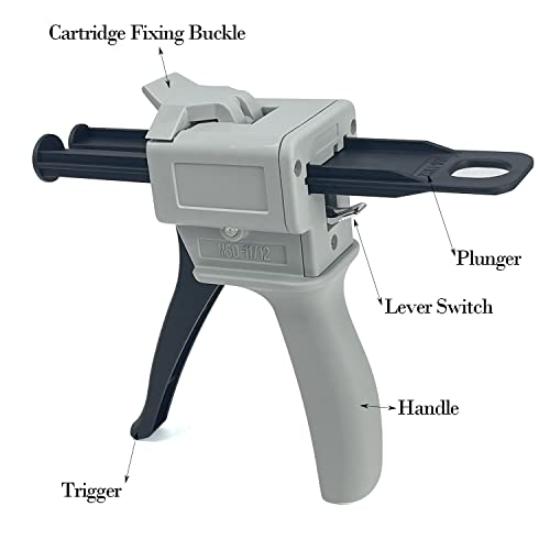 Sutekus 50ml Dispensing Gun Kit Impression Mixing Dispensing Gun Epoxy Glue Gun AB Gun 1:1/1:2