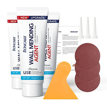BONCART Spackle wall Repair Kit, 3-Pack Mending Agent Putty with Tools - style: 3Pack
