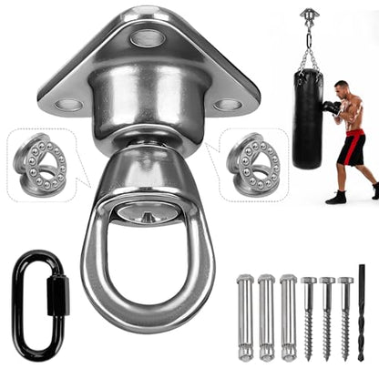 Heavy Bag Hanger,Stainless Wall Ceiling Mount Hook 180°/360° Rotation Wood Beam Holder Body Weight Strength Training Systems, Aerial Yoga Swing & Hammock - size: 3-holes with 360° rotation
