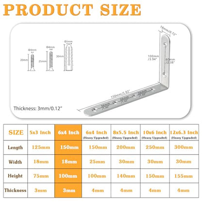 Alise Brushed Floating Shelf Brackets,L Bracket for Shelves,6x4 Inch,4 Pcs - color: Brushed Nickel, size: 6x4 Inch