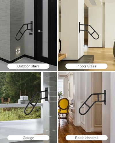 Hand Rails for Outdoor Steps,Hand Rails for Elderly, Porch Railing & Deck Hand Rail Wall Mount Stair Hand Grab Bars, U-Shape Safety Handle for Garage, Porch, Garden 2Pack - style: 2 Pack