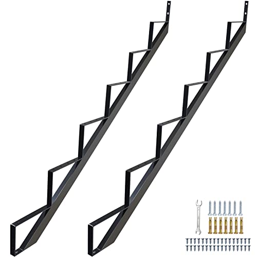 Steel Stair Riser 6 Step, 49.6" H Metal Stair Stringers for Deck - size: 6 Step