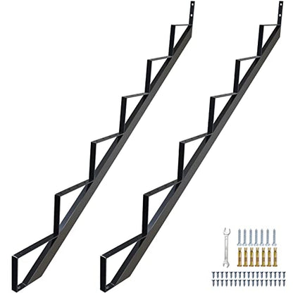 Steel Stair Riser 6 Step, 49.6" H Metal Stair Stringers for Deck - size: 6 Step