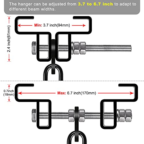 SELEWARE Heavy Duty Punching Bag Hanger, Steel I Beam Clamp for Heavy Bag - color: A. Beam Clamp with Carabiner (2 Pack)