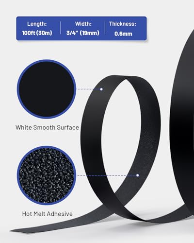Melamine Edge Banding Black 3/4 inch x 100 ft Veneer Edging Easy Application Iron on Edge Banding Tape for Cabinet Plywood Repairs Furniture Restoration - size: 3/4 inch x 100 ft