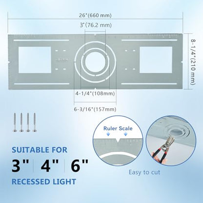 CycevSun New Construction Mounting Plate Wafer Light Bracket, 6-Pack