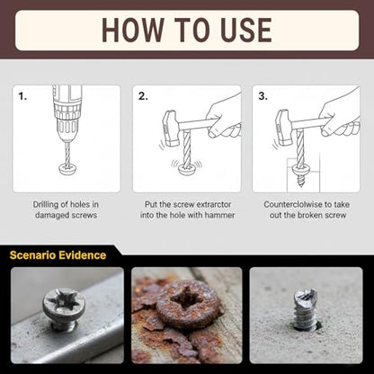10 PCS Screw Extractor Set, Hex Broken Bolt Extractor Kit Multi-spline Stripped Screw Extractors Set Black Broken Bolt Remover Tool Kit for Stripped, Rounded, Broke, Damaged Screws, Bolts and Nuts