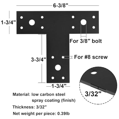 8 PCS T Bracket, T-Strap Post to Beam Connector