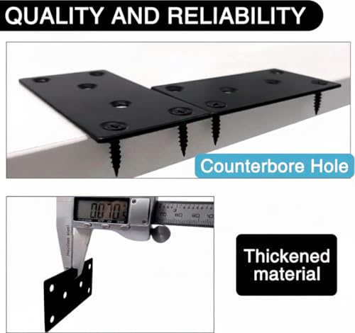 6pcs Flat Mending Plate, 3.11x1.57 Inch(80x40mm), Metal Bracket with Holes, Metal Plates for Wooden Furniture, Flat Brackets for Wood, with Screws, Black - size: 3.15"x1.57'