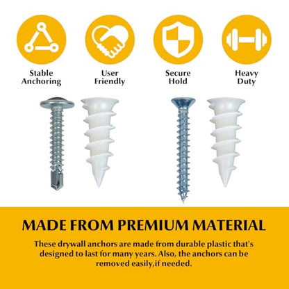 244Pcs Self Tapping Screws Drywall Anchors and Sheet Metal Screw Assortment,2 Size Kit for Installing Drywall, Wood,Metal Sheet Materials