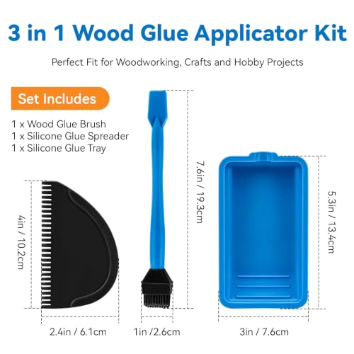 Wood Glue Applicator Kit, Silicone Glue Brush, Glue Tray & Glue Spreader