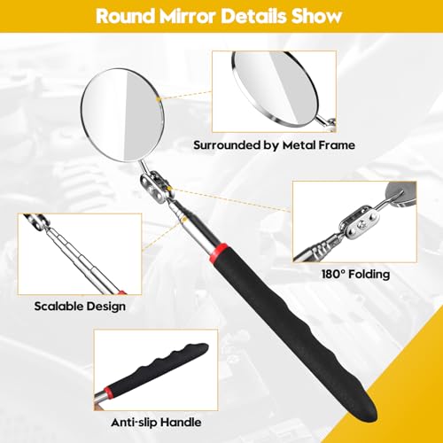Telescoping Inspection Mirror Set – 360° Viewing for Auto & Home Use