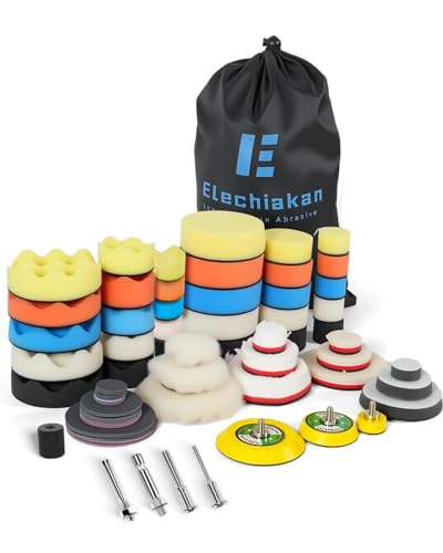 Elechiakan 78PCS Car Foam Drill Polishing Kit 1/2/3 Inch Buffing Pad Finish