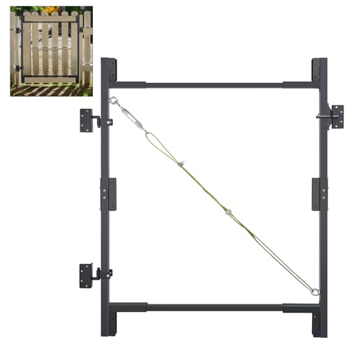 Adjustable Steel Frame DIY Building Gate Kit for 7ft High Fences - size: 36-60“ Wide（7Feet）-1Pack