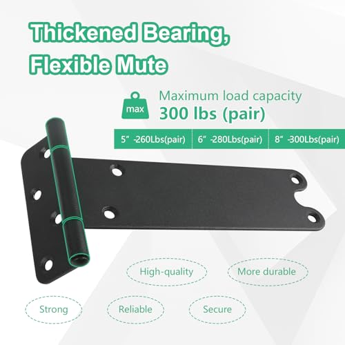 6“ Gate Hinges,280 Lbs Capacity, Matte Black,2 Pack Heavy Duty Hinge - size: 6“-2 pcs-U-Matte Black