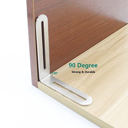 4 PCS Adjustable L-Shape Corner Brace, ULIFESTAR Heavy Duty Thicken Stainless Steel Joint Right Angle Brackets L Slotted Support Shelf Bracket for PC Case,Fixing Furniture-100x120x3mm/3.94x4.72x0.12'' - size: Silver 3.94 x 4.72 x 0.12 inches