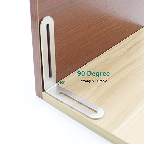 4 PCS Adjustable L-Shape Corner Brace, ULIFESTAR Heavy Duty Thicken Stainless Steel Joint Right Angle Brackets L Slotted Support Shelf Bracket for PC Case,Fixing Furniture-100x120x3mm/3.94x4.72x0.12'' - size: Silver 3.94 x 4.72 x 0.12 inches