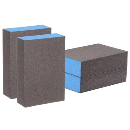 HARFINGTON 4pcs Sanding Sponge Blocks #220 (800-1000 Grits) Wet/Dry Hand Sanding Sponges, 100x70x25mm Foam Sanding Block Pad for Polishing Kitchen Metal Wood Drywall Furniture, Brown&Blue - color: Brown, Blue, size: 800-1000 Grits
